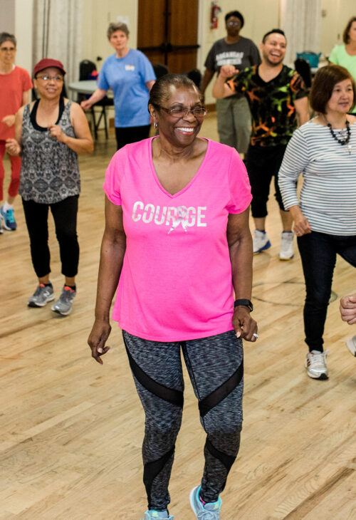 seniors participating in a zumba class