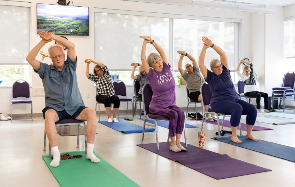 seniors participating in an exercise class