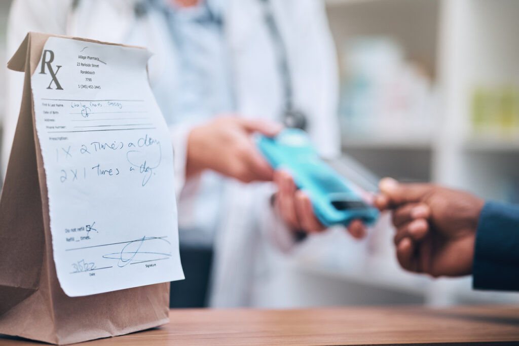 receiving a prescription at the pharmacy