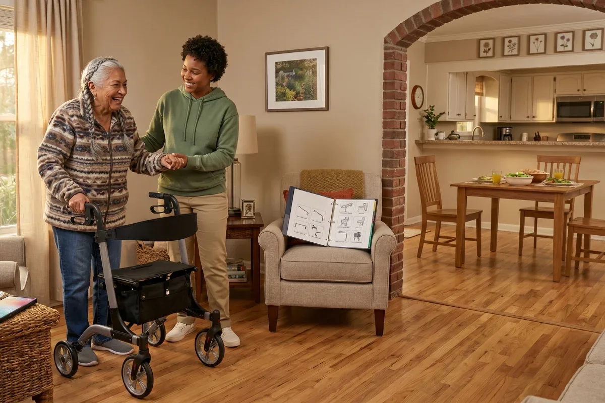 Senior receiving mobility assistance to support aging in place in central Arkansas